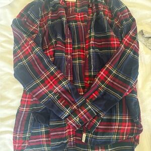 American Eagle Outfitters Red and Navy Plaid Shirt